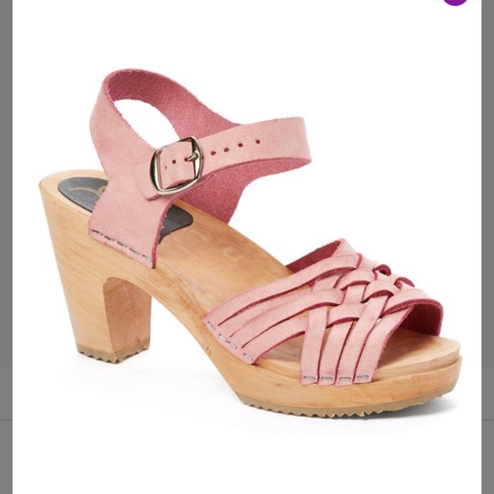 SALE Cape Clogs Pink Herringbone Heel Sandal, size 37🌸